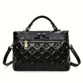 Genuine leather women handbag cowhide briefcase flower design shoulder bag
