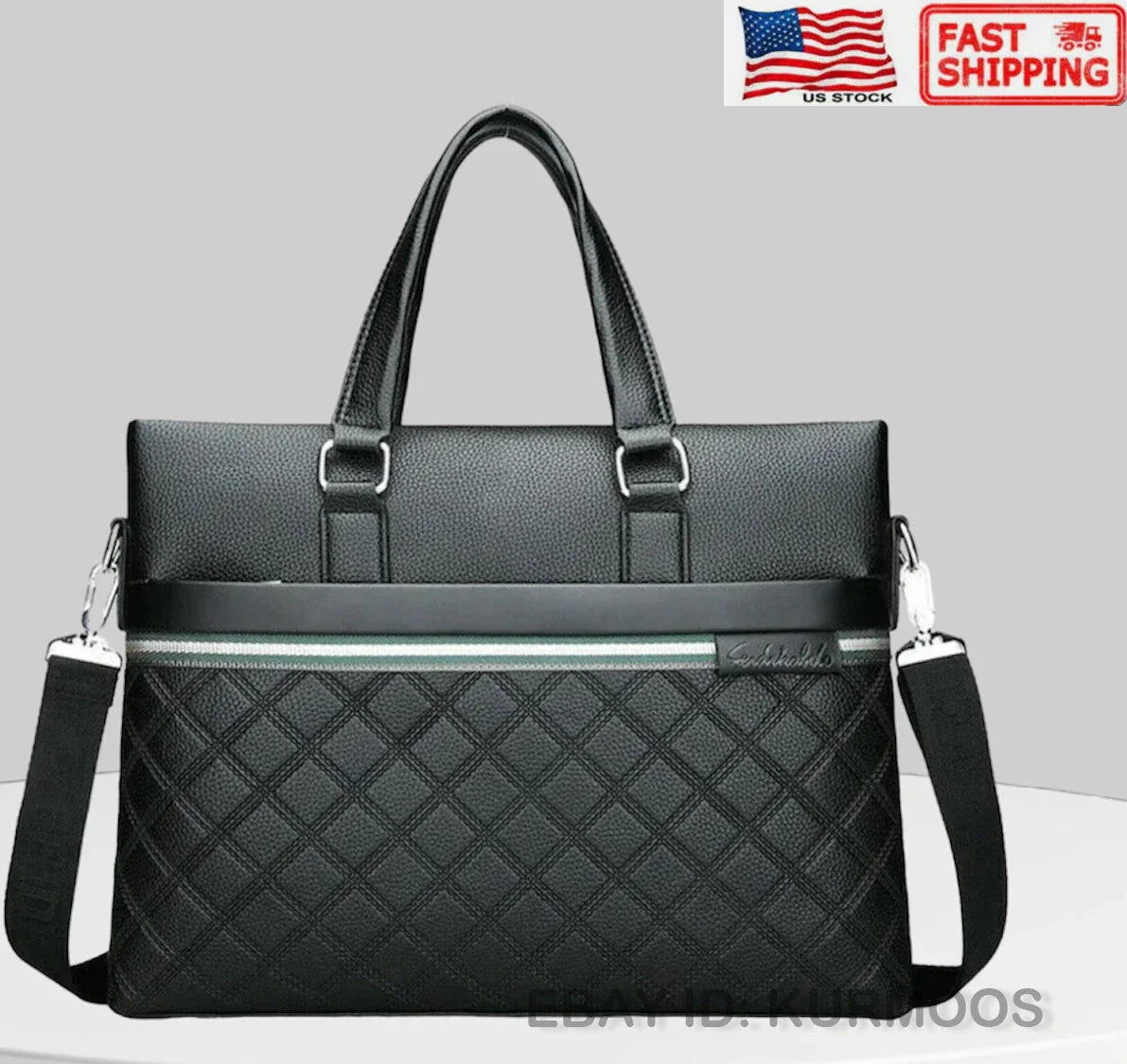 Men Black Leather Business Briefcase Shoulder Handbag Laptop Bag Messenger Totes