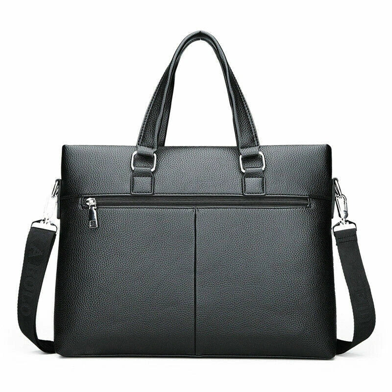 Men Black Leather Business Briefcase Shoulder Handbag Laptop Bag Messenger Totes