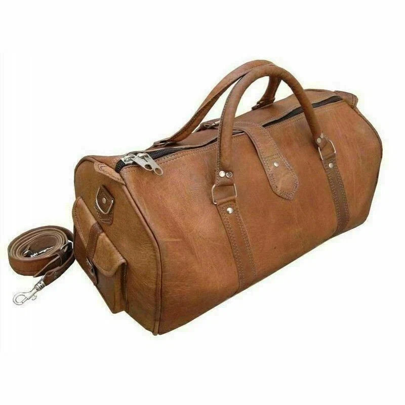 24" Leather Genuine Travel Bag Duffle Gym Men Vintage Luggage Overnight Weekend